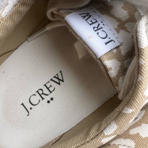 NWOT J Crew Road Trip Tan and White Leopard Print Lace Up Sneakers Size 6.5 - Picture 2 of 4